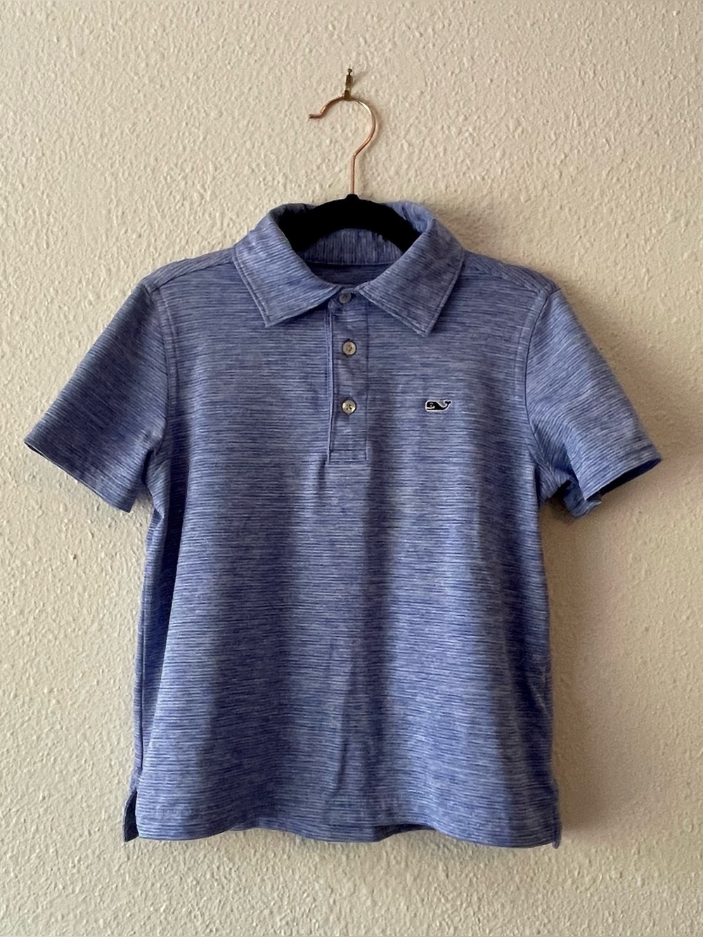 Vineyard Vines Boys 6 Sankaty Performance Polo Shirt Blue Heather Whale Golf
